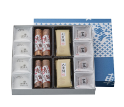 軽羹饅頭4個・春駒4本・大黒餅4個・一黙4個